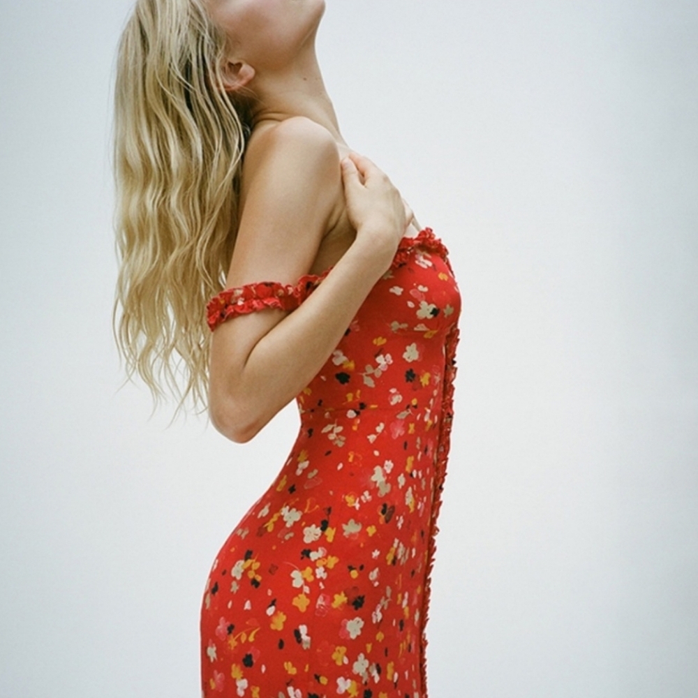 Realisation Par Red Floral Midi Dress